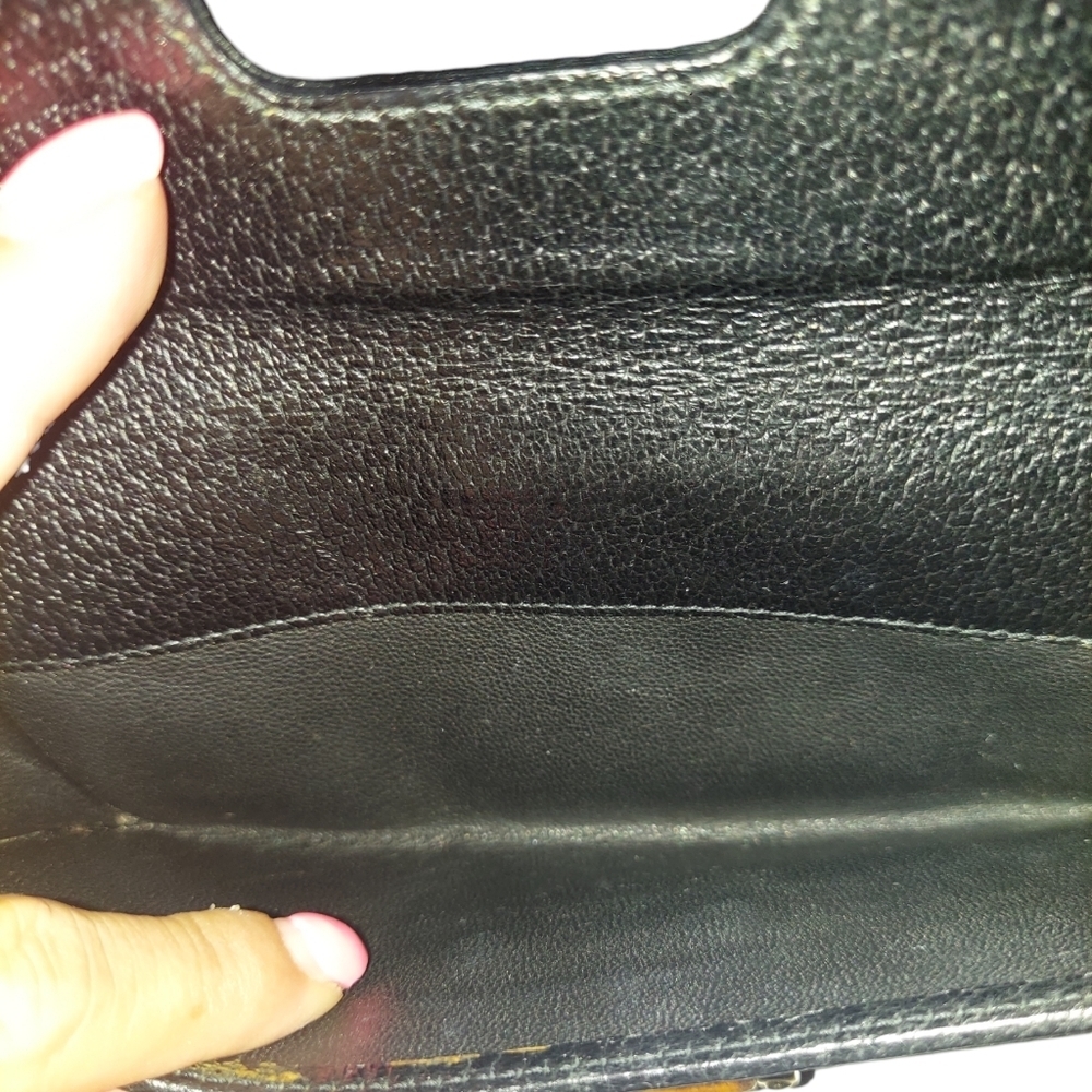 Gucci GG Black Leather Canvas Bamboo Collection Long Wallet - Picture 8 of 12